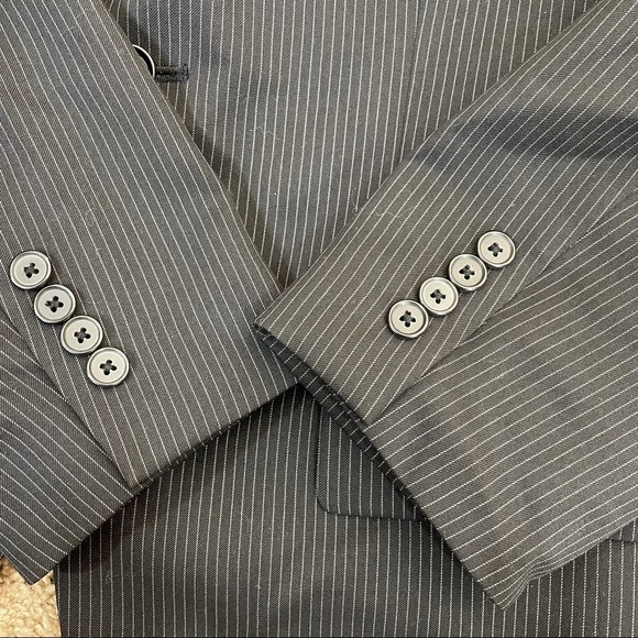 APT 9 Gray Stripe Three Button Wool Blazer - Picture 8 of 9